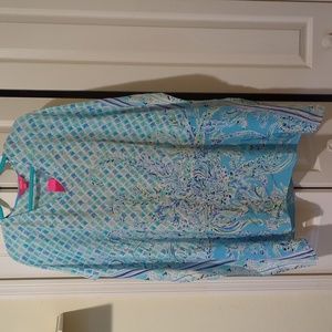 Lilly Pulitzer NWT Lindamarie Silk Caftan Bondi Blue Scuba Doo size xxs/xs